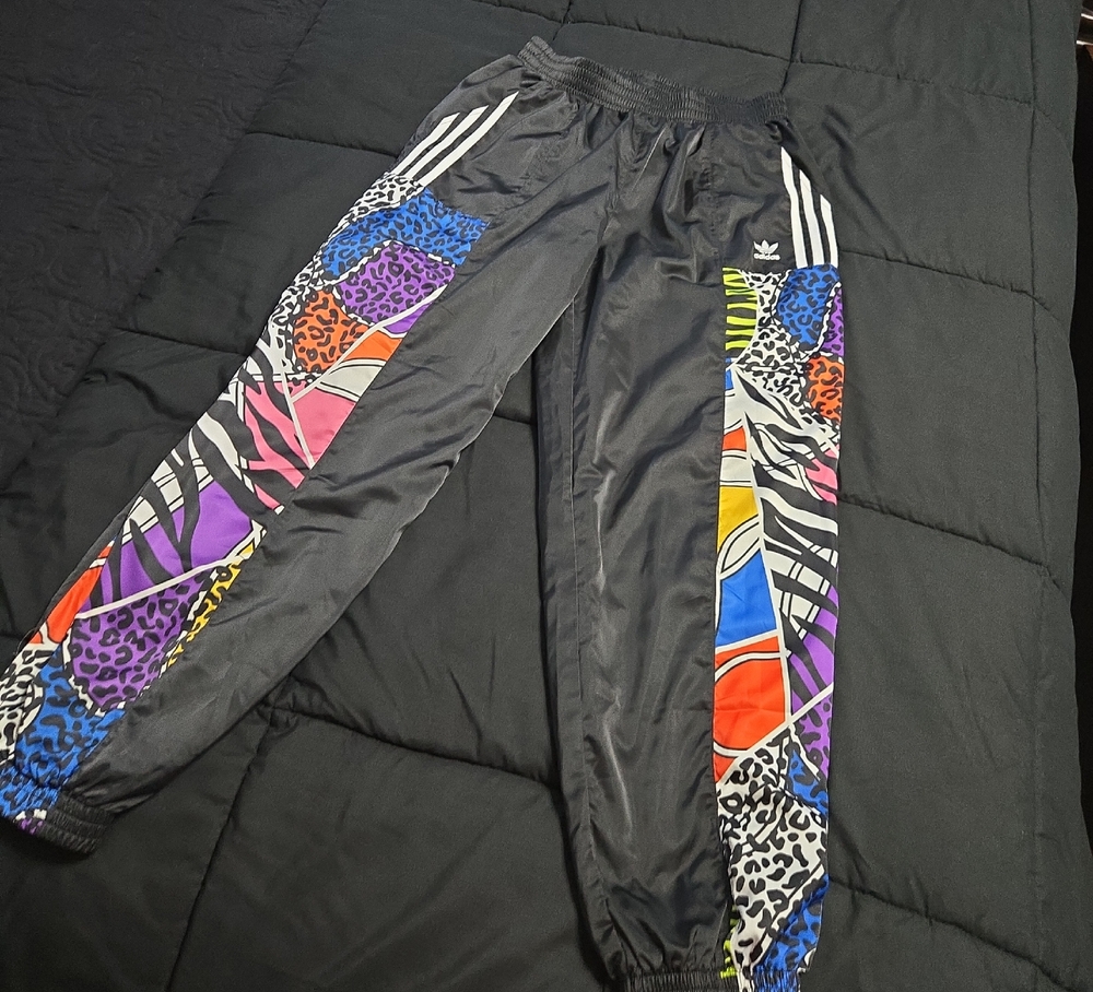 Adidas Kids Black Multi-Color Track Pants